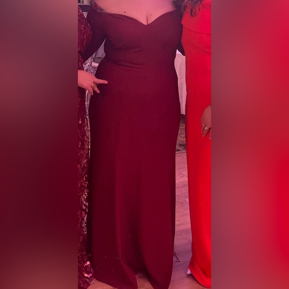 Terani off the shoulder burgundy dress - Picture 9 of 10